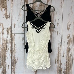 Pair of 2 Lacey Draped Blouses. Similar to a size Small. Good used condition.